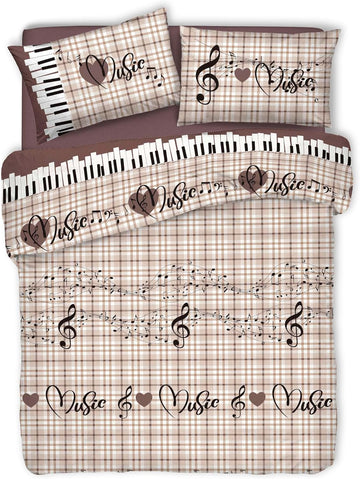 Parure Copripiumino Matrimoniale e Singolo 100% Cotone | Musica Caffe